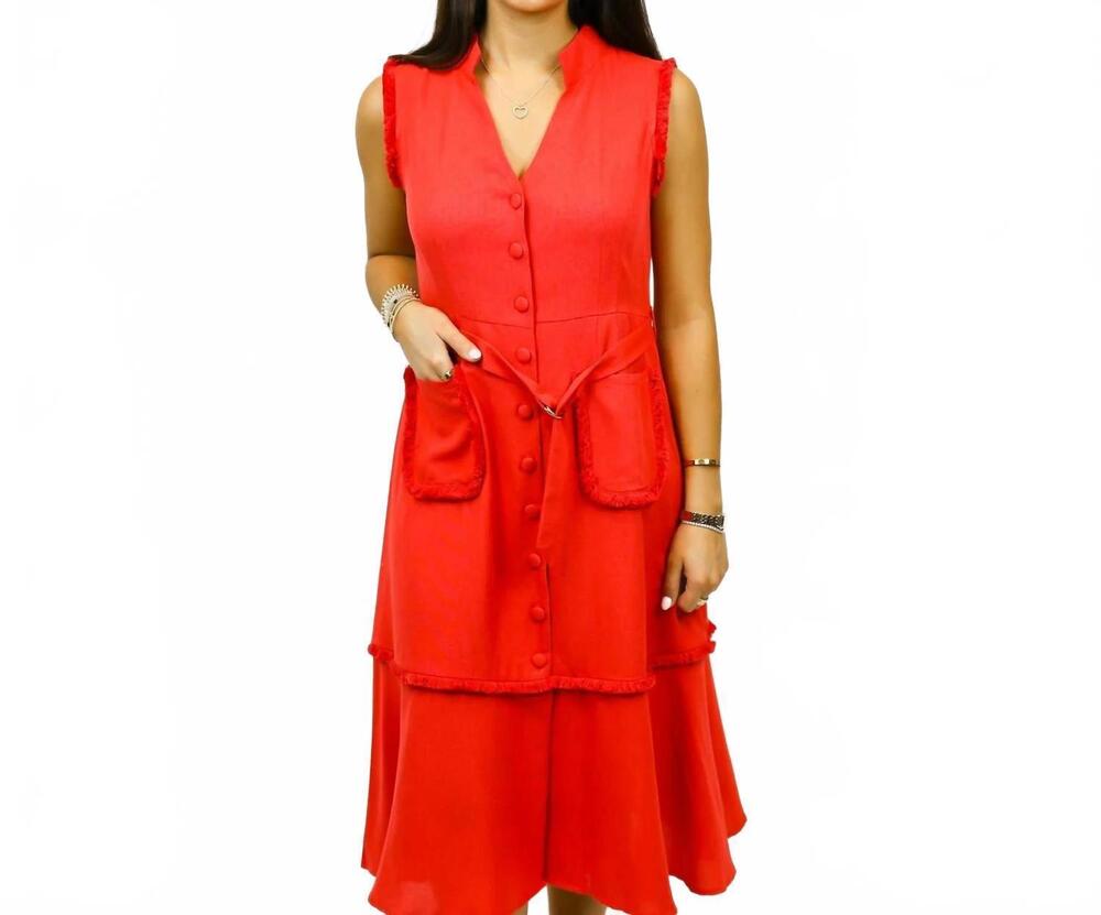 NEW VOY charlene midi dress in red
